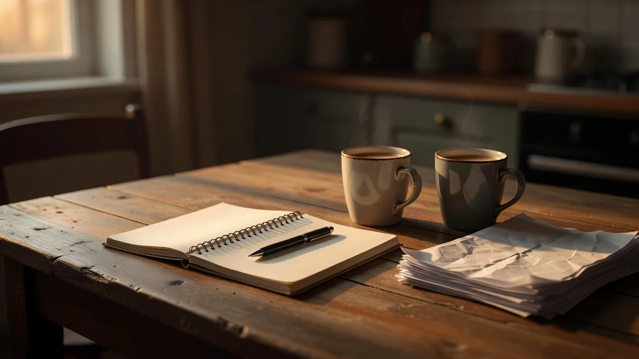 A family conversation at a kitchen table about boundaries